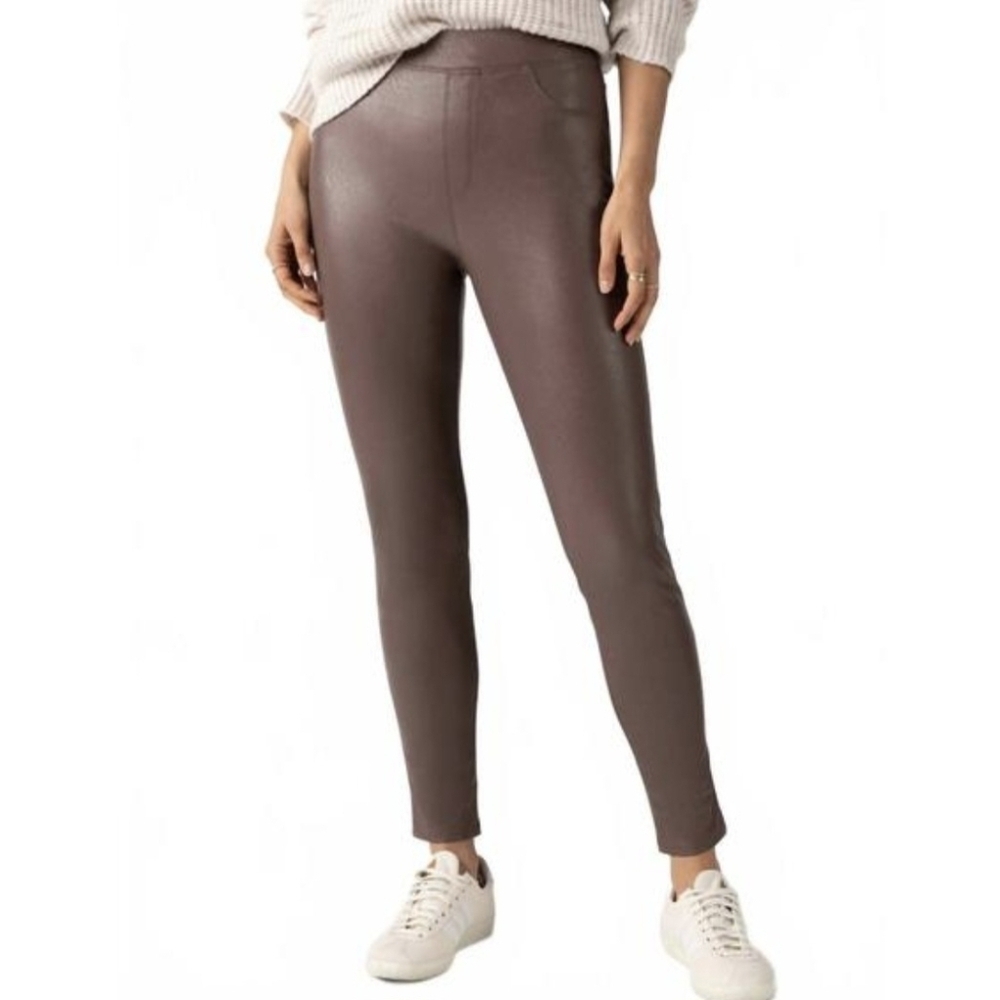 SANCTUARY Runway Faux Leather Legging in Dark feather (Brown)SZ XL New
